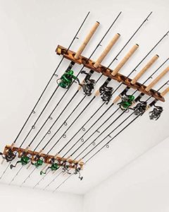 lot 15733 image: Ghosthorn Holds Up to 12 Rods Fishing Pole Rod Racks Wall or Ceiling Mounted Fishing Pole Rod Holders for Garage Storage Organizer Fishing Gear Equipment Gifts for Men Women