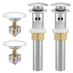 lot 15735 image: KES Bathroom Sink Drain with Detachable Hair Catcher Basket, Pop Up Drain Stopper with Overflow Anti-Clogging Vanity Vessel Sink Drain, Polished Chrome 2 Pack 304 Stainless Steel, S2013A-CH-P2