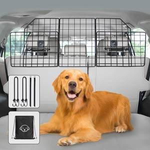 lot 15750 image: Vetoos Car SUV Dog Barrier, Vehicles Pet Divider for Trunk Cargo Area - Foldable for Easy Storage, Extendable for Universal Fit, Straps & Bungee Cords for Double Stability