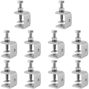 lot 15756 image: Stainless Steel C Clamps Mini 1 inch, HOZEON 10PCS Heavy Duty Tiger Clamp with Wide Jaw Openings, Metal U Clamp Brackets Small Desk Clamp for Woodworking, Metal Working, Silver