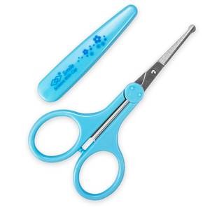 lot 15760 image: Humbee Eyebrow Scissors, Small Scissors for Facial, Nose, Eyebrow, Mustache, and Beard Hair Trimming & Grooming, Safety Edge, Blue Long Cap