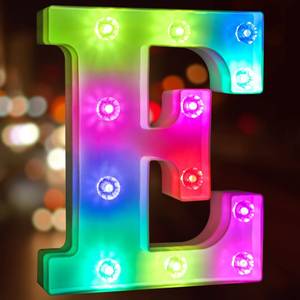 lot 15766 image: Light Up Letters Letter Lights - Colorful LED Letters Lights Alphabet for Romantic Valentines Day Night Lights Wedding Birthday Party Home Bar Decor- (Colorful E)