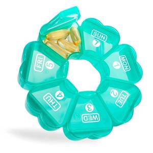 lot 15767 image: Large Pill Organizer 7 Day, Remtise Portable Daily Pill Cases Medicine Organizer, Weekly Pill Box for PillsVitaminFish OilSupplements and Medication (Green)