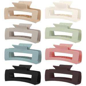 lot 15769 image: 5 Inch Jumbo Claw Clips, XL Hair Clips 8 Pcs Square Claw Clip, Extra Large Hair Claw Clips, Rectangular Matte Hair Claws for Thick Hair