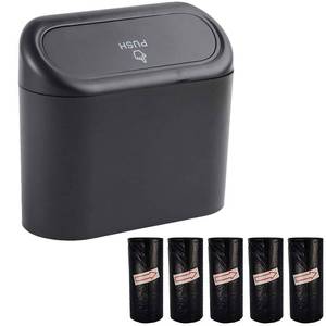 lot 15775 image: Car Trash Can Mini Car Accessories with Lid and w100pcs Trash BagMini Vehicle Trash Bin Car Dustbin Garbage OrganizerGarbage Can for Car