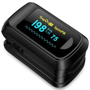 lot 15776 image: Fingertip Pulse Oximeter Blood Oxygen Monitor Pulse Ox, Heart Rate and Fast Spo2 Reading Oxygen Meter with OLED Screen Included Batteries and Lanyard