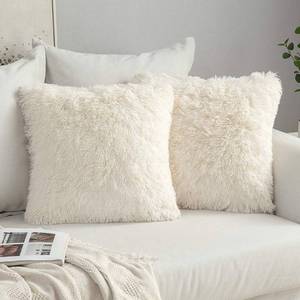 lot 15809 image: MIULEE Pack of 2 Luxury Faux Fur Fluffy Throw Pillow Covers Set Soft Deluxe Decorative Plush Fleece Pillowcases for Cushion Couch Sofa Bedroom Home 16 x 16 Inch Brown - Retail $139.36
