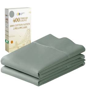 lot 15813 image: California Design Den King Size Pillowcase Set - 400 Thread Count, 100% Cotton Sateen, Luxury Set of 2 Pillow Covers, Breathable, Cooling, Soft for Comfortable Quality Sleep - Sage Green