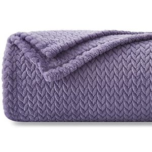 lot 15818 image: NEWCOSPLAY Super Soft Throw Blanket Lavender Premium Silky Flannel Fleece Leaves Pattern Lightweight Bed Blanket All Season Use (Lavender, Throw(40x50))