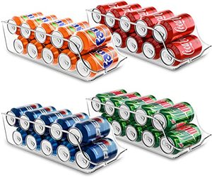 lot 15819 image: Utopia Kitchen Clear Soda Can Organizer - Fridge Organizer Bins - Set of 4 Drink Organizer For Fridge or Countertop - Soda Can Dispenser For Refrigerator Organizing - Fridge Organization and Storage