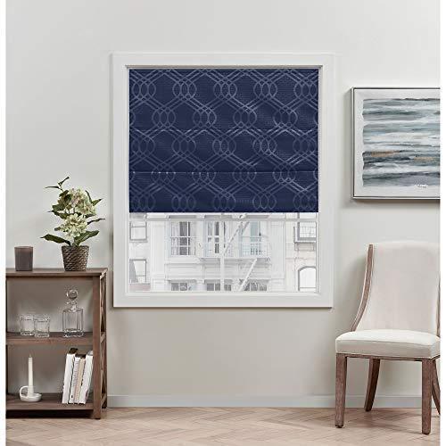 lot 45119 image: Exclusive Home Prague Trellis 100% Blackout Polyester Roman Shade, 23x64, Navy