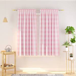 lot 42620 image: NATUS WEAVER Cotton Curtains Pink and White Buffalo Gingham Check Curtain Panels 63 inches Long Living Room Drapes Plaid Checker Kitchen Bedroom Window Treatment Set 2 Panels Rod Pocket