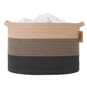 lot 42621 image: COMFY-HOMI XXXL Large Laundry Basket, Cotton Rope Nursery Woven Basket for Storage, Blanket Baskets Living Room Laundry Hamper, Dog Toy Storage Organizer, Home Decor-21x21x13.6-Jute and Black