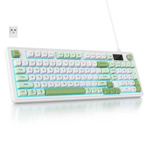 lot 42628 image: Owpkeenthy 96% Wireless Green Keyboard with Knob, 98 Keys Silent Gasket Mouted Membrane Gaming Keyboard 3-Mode WiredBluetooth 5.02.4G for WinMac(98 Green)