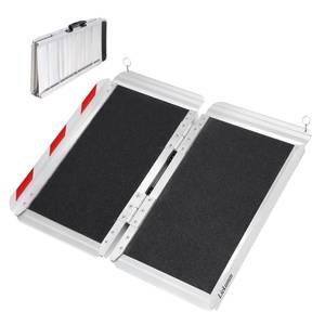 lot 42634 image: LIEKUMM 2ft Foldable Aluminum Wheelchair Ramp, 600LBS Capacity, 30 Wider Non-Slip Threshold Ramp, Portable Wheelchair Ramp for Stairs, Home, Doorways