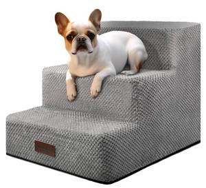 lot 42640 image: Dog Steps for Small Dog, 3-Step Dog Stairs for High Beds and Couch, Non-Slip Pet Stairs for Small Dogs and Cats,Dog Bed Stairs, Grey, 345 Steps