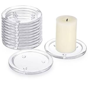 lot 42644 image: OwnMy Set of 12 Clear Glass Candle Plates 3 Inch Pillar Candle Holders, Glass Coaster Small Round Plate Candle Tray Candle Plates for Pillar Candle Modern Candle Centerpiece for Dining Table Wedding