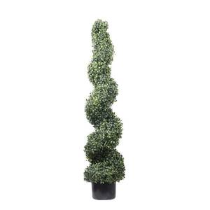 lot 42661 image: 48T Artificial Topiary Tree Spiral Boxwood in Plastic Pot Indoor or Outdoor Use (1pc Lush)