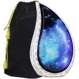 lot 42668 image: M MEILINXU Cosmic Galaxy Teardrop Urn, Funeral Cremation Urns for Human Ashes Adult Man, Silver Engraving Urns for Ashes Adult for Male & Women, Black and Blue Aurora Borealis -Large Decorative Urn