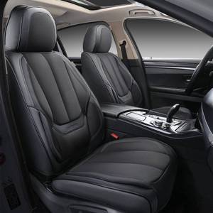 lot 42669 image: Coverado Front Seat Covers, 2 Pieces Universal Seat Covers for Cars, Breathable Fabric & Leather Car Seat Protectors, Car Seat Cushions Auto Accessories Fit for Most Sedans SUV Truck, Black