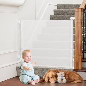 lot 42679 image: Retractable Baby Gates Extra Wide, PRObebi Retractable Dog Gate for The House Extends to 54 Wide 34 Tall, Gates for Baby Indoor, Stair Gate for Outdoor, Staris, Hallways, Doorways, Deck, Porch
