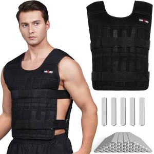 lot 42685 image: Adjustable Weighted Vest 44LB Workout Weight Vest Training Fitness Weighted Jacket for Men Women (Included 96 Steel Plates Weights)