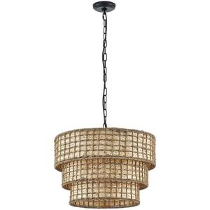 lot 42687 image: ELYCCUPA 20�� Hand-Woven Rattan Pendant Light 3 Round Boho Chandelier Transitional Minimalist Large Pendant Lighting Fixtures for Kitchen Island Dining Room Living Room Hallway, UL Listed