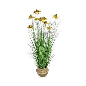 lot 42690 image: ECOFOREST 46-Inch Artificial Grass Plant with 9 Lifelike Echinacea Flower - Ideal for Indoor or Outdoor Decoration, Housewarming Gifts, and New Home D�cor (1 Pack-Yellow)