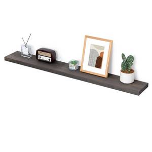 lot 42691 image: Marsmiles Floating Shelves for Wall, 48 Inch Floating Shelf, Solid Grey Wood Shelves Set of 1, Rustic Farmhouse Floating Shelves for Living Room Bedroom Home Office Kitchen - Distressed Grey