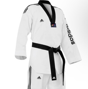 lot 95 image: ADIDAS GRAND MASTER WITH STRIPES KARATEJUDO UNIFORM WHITE 2160 cm