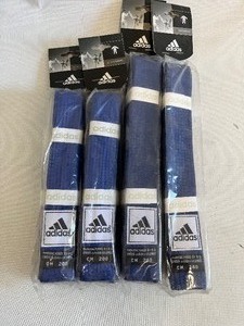 lot 137 image: LOT of 4 BLUE ADIDAS KARATE & MARTIAL ARTS COMBAT LVL BELT ALL NEW