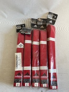 lot 133 image: LOT of 5 RED ADIDAS KARATE & MARTIAL ARTS COMBAT LVL BELT ALL NEW