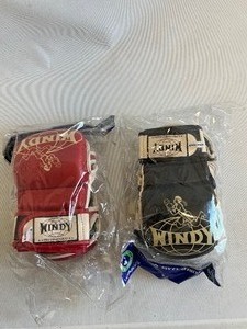 lot 78 image: 2 PAIRS of WINDY PRO FIGHT GEAR MMA GLOVES BLK & RED XL