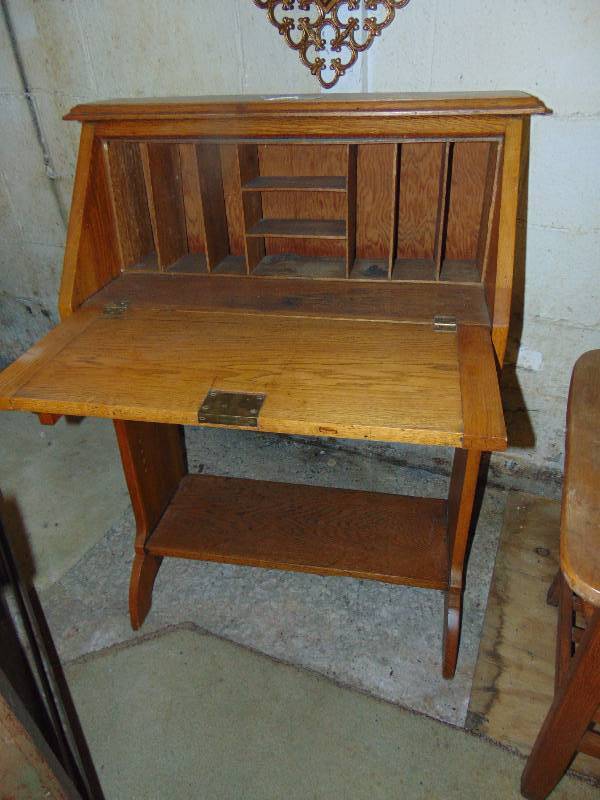 lot 8010 image: Wooden Secretary Style Desk 30 x 13 x 41-12 tall