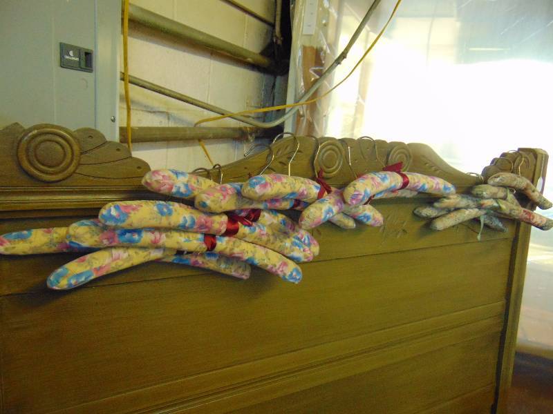 lot 8018 image: Lot of handmade padded hangers, over 30 pieces