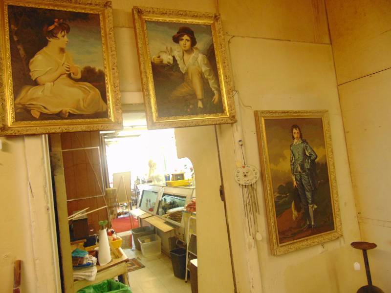 lot 8056 image: (3) ct. lot painted pictures in ornate frames (2) 24 x 19 frame size, (1) 31 x 21-12 frame size