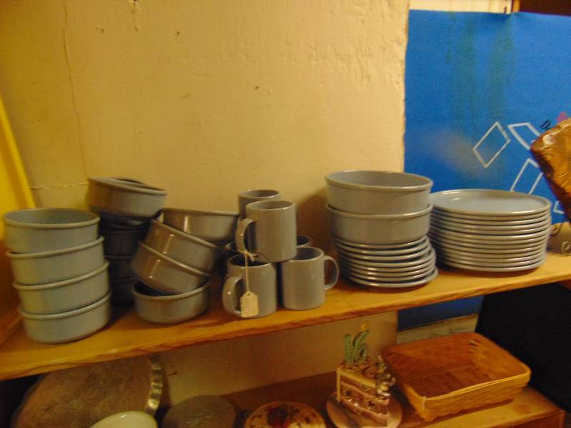lot 8060 image: lot of light blue plastic dishes, perfect for camping