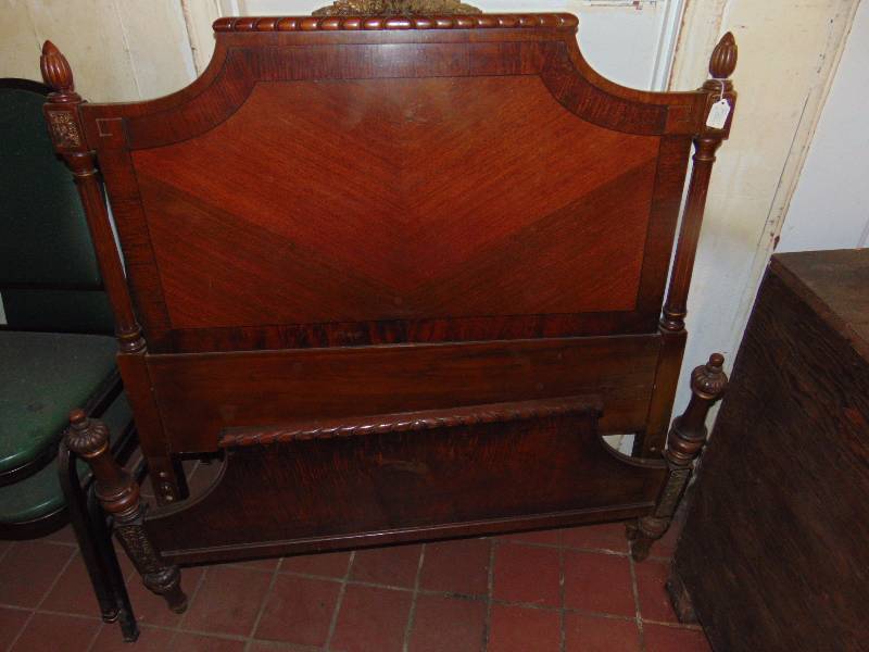 lot 8075 image: Twin size wooden headboard, 42 x 47 tall and foot board 42 x 22 T