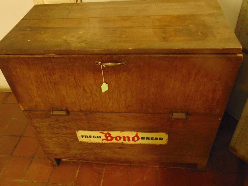 lot 8079 image: Antique Bread Box Chest, Fresh Bond Bread 36 x 18 x 33