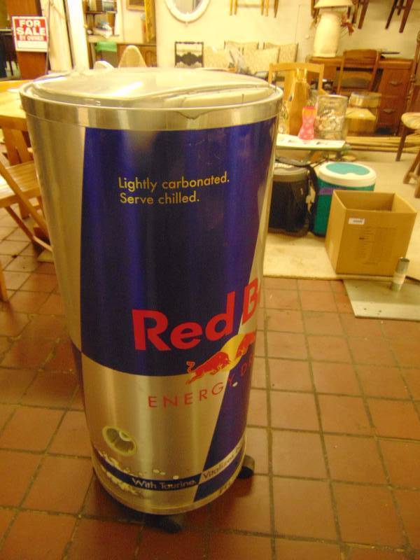Red Bull Energy Drinks Rolling Cooler 38 Tall X 16 Diameter New York Bakery And Deli Antique Mall Sale Off Lots Of Great Antique And Vintage Item Every Thing Must Go