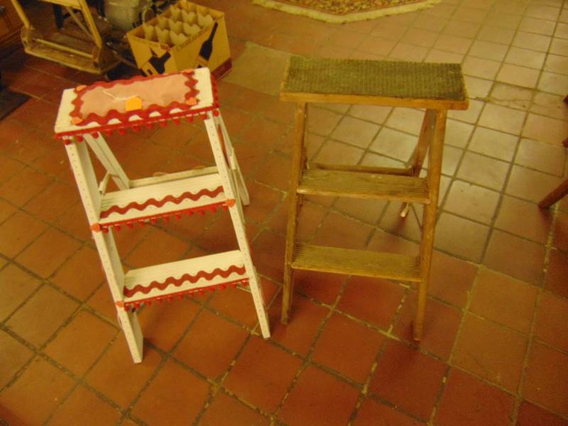 lot 8094 image: (2) ct. lot small wooden ladder step stools