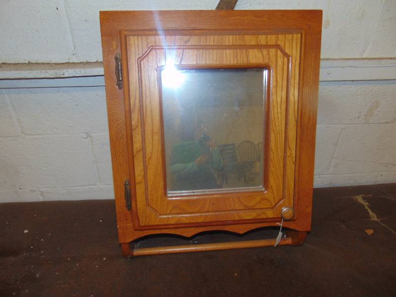 lot 8107 image: Wooden Medicine Cabinet with mirror