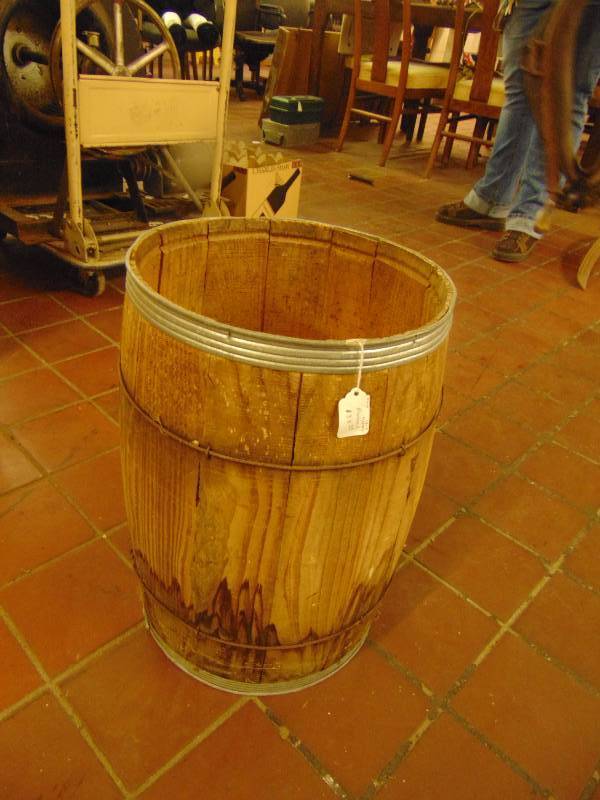 lot 8116 image: Wooden Barrel 12 diameter x 18 tall