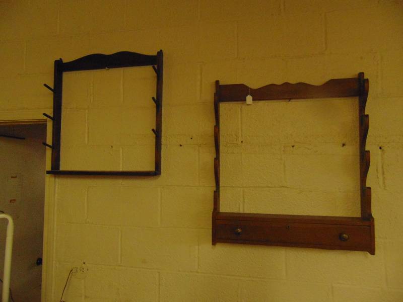 lot 8129 image: (2) ct. lot wooden racks (1) 24 x 20, (1) 26 x 28 for rifles, canes, archery, etc.