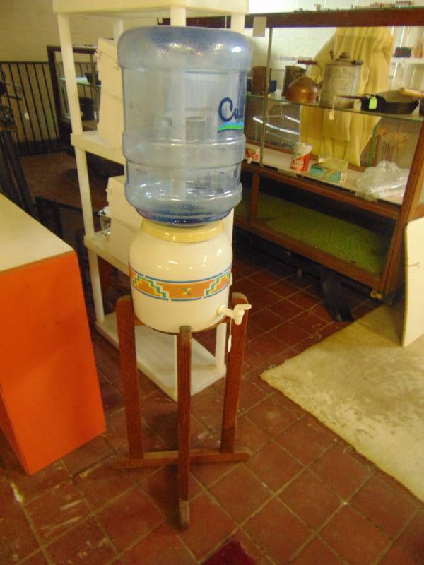 lot 8137 image: Water cooler with wooden stand