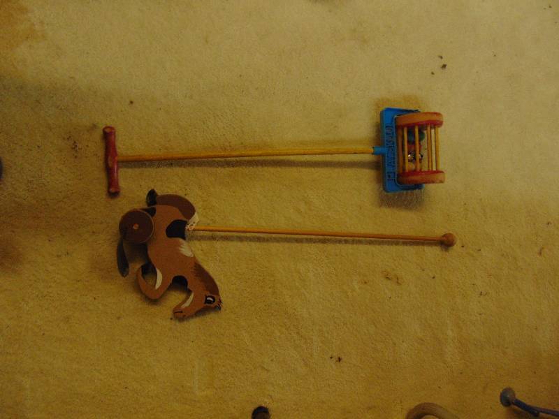 lot 8165 image: (2) ct. lot vintage wooden push toys