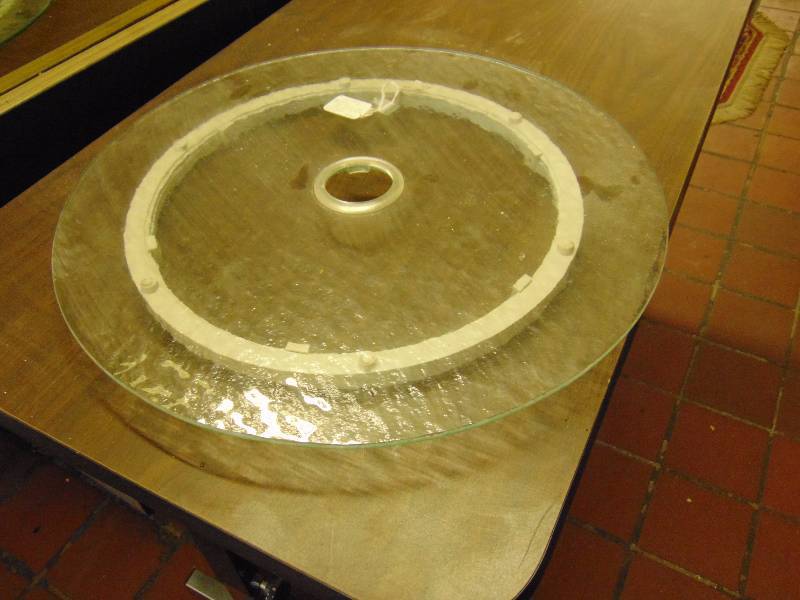lot 8186 image: Patio Table Lazy Susan w umbrella stand hole, 18 diameter