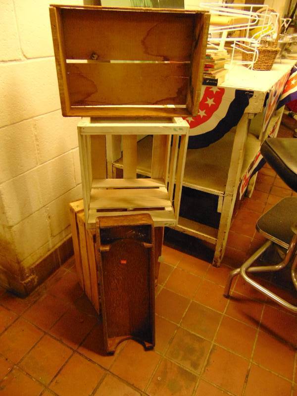 lot 8188 image: (4) ct. lot wooden crates and wooden drawer
