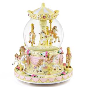 lot 14559 image: Carousel Snow Globe Gift, Music Box with Light 8-Horse Windup Musical Christmas Valentine Birthday Anniversary Present for Daughter Wife Girl Girlfriend Granddaughter