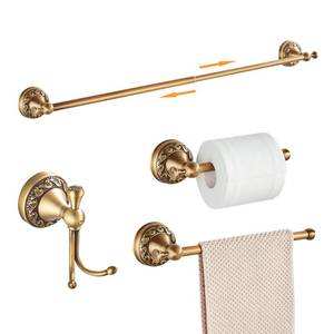 lot 14562 image: Antique Bronze Bathroom Hardware Set,Adjustable Towel Rack, Toilet Roll Paper Holder,Hand Towel Holder,Hook, Bathroom Accessories Set Wall Mounted Carve Patterns